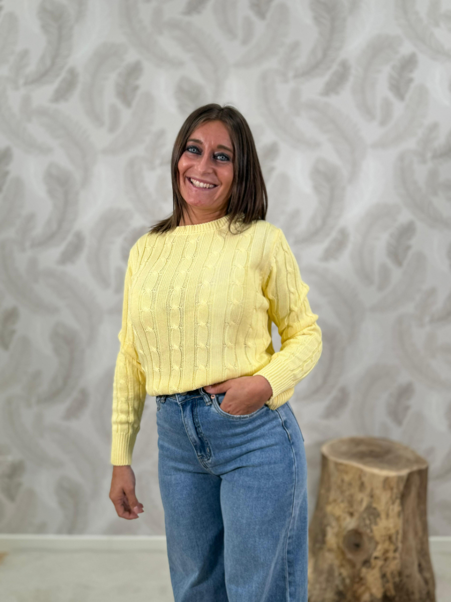 Maglia a trecce in cotone